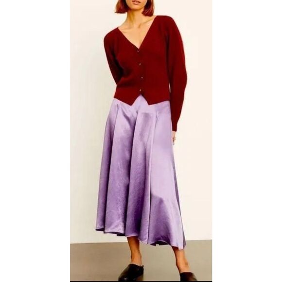 Vince paneled satin skirt in lilac size 4 midi - Picture 1 of 9